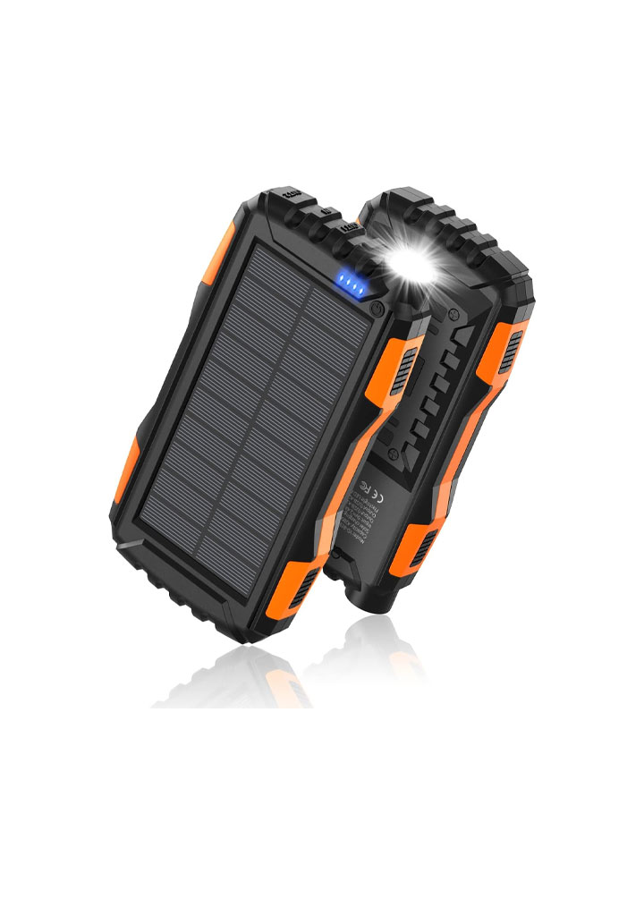 Power-Bank-Solar-Charger - 42800mAh Portable Charger,Solar Power Bank,External Battery Pack 5V3.1A Qc 3.0 Fast Charger Built-in Super Bright Flashlight (Orange)