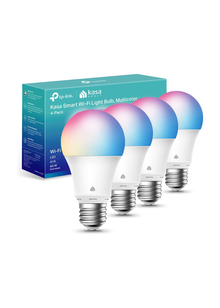 Kasa Smart Light Bulbs, Full Color Changing Dimmable Smart WiFi Bulbs Compatible with Alexa and Google Home, A19, 9W 800 Lumens,2.4Ghz only, No Hub Required, 4 Count (Pack of 1), Multicolor (KL125P4)