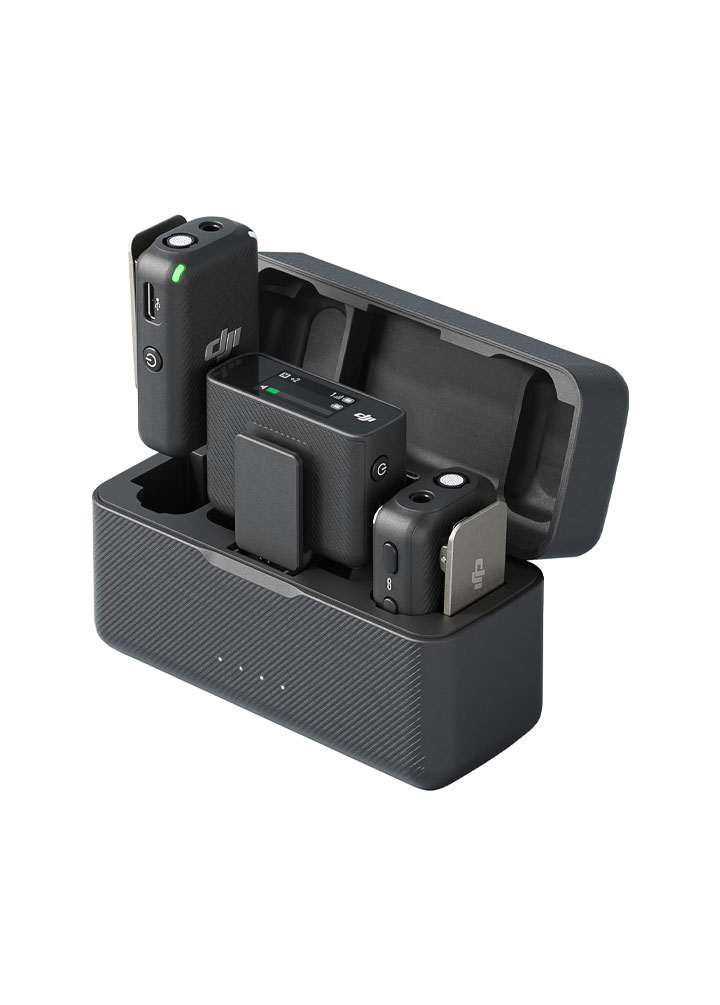 DJI Mic (2 TX + 1 RX + Charging Case), Wireless Lavalier Microphone, 250m (820 ft.) Range, 15-Hour Battery, Noise Cancellation, Wireless Microphone for PC, iPhone, Andriod, Record Interview, Vlogs